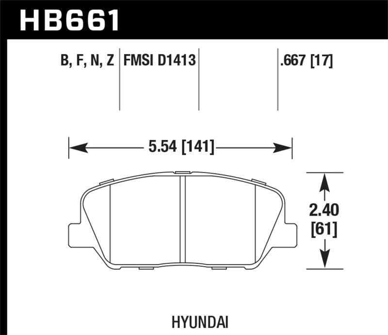 Hawk 12-13 Hyundai Veloster / 2014 Kia Forte Front HPS 5.0 Street Brake Pads HB661B.667