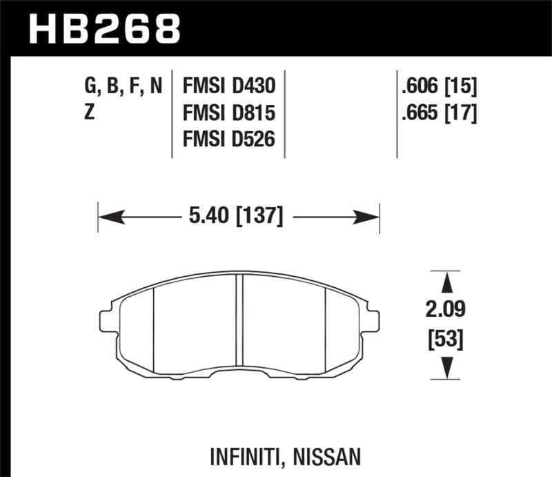 Hawk 90-92 Nissan Maxima HPS Street Front Brake Pads HB268F.606