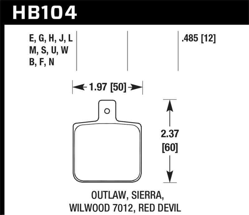 Hawk Sierra/Outlaw/Wilwood HP+ Street Brake Pads HB104N.485