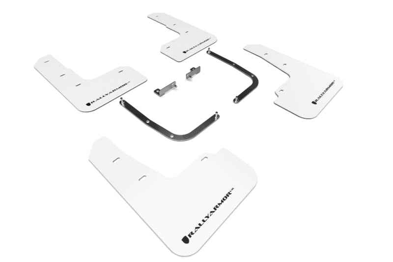 Rally Armor 2019+ Hyundai Veloster Turbo R-Spec UR White Mud Flap w/ Black Logo MF58-UR-WH/BLK