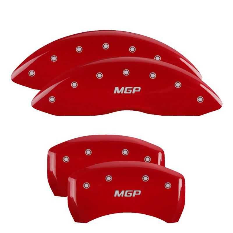 MGP 4 Caliper Covers Engraved Front & Rear 18-19 Buick Regal Sportback Red Finish Silver Characters 49014SMGPRD