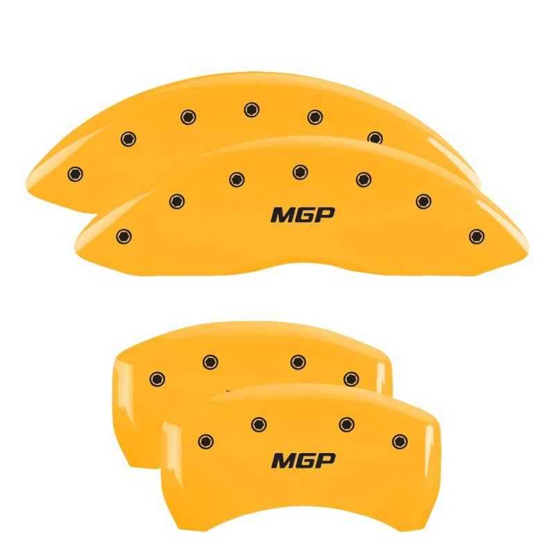 MGP 4 Caliper Covers Engraved Front/Rear 18-19 Buick Regal Sportback Yellow Finish Silver Characters 49014SMGPYL