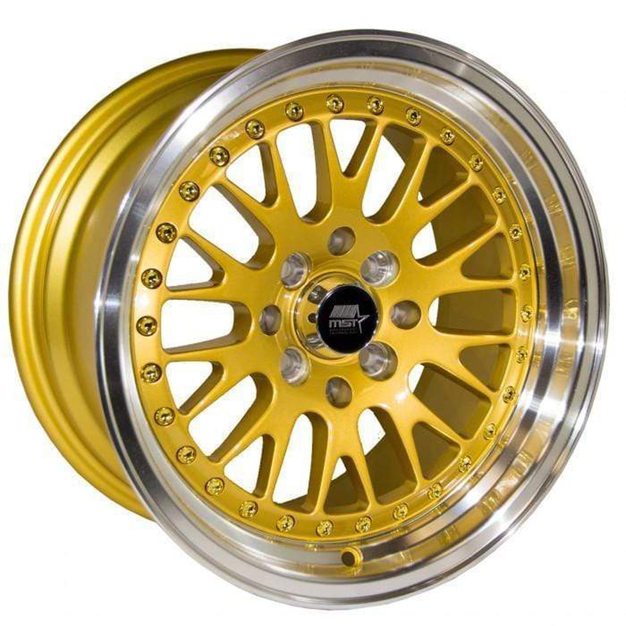 MST MT10 Wheel 15x8 25mm 4x100/4x114.3 73.1 Gold w/Machined Lip