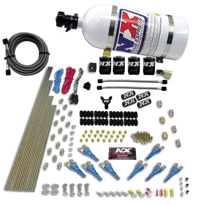 Nitrous Express 8 Cyl Shark Direct Port 4 Solenoids Nitrous Kit (200-600HP) w/10lb Bottle 90006-10