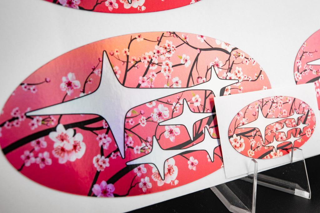 Overnight.Crew 2022+ WRX Emblem Overlay Set - Holographic Cherry Blossom - Pink