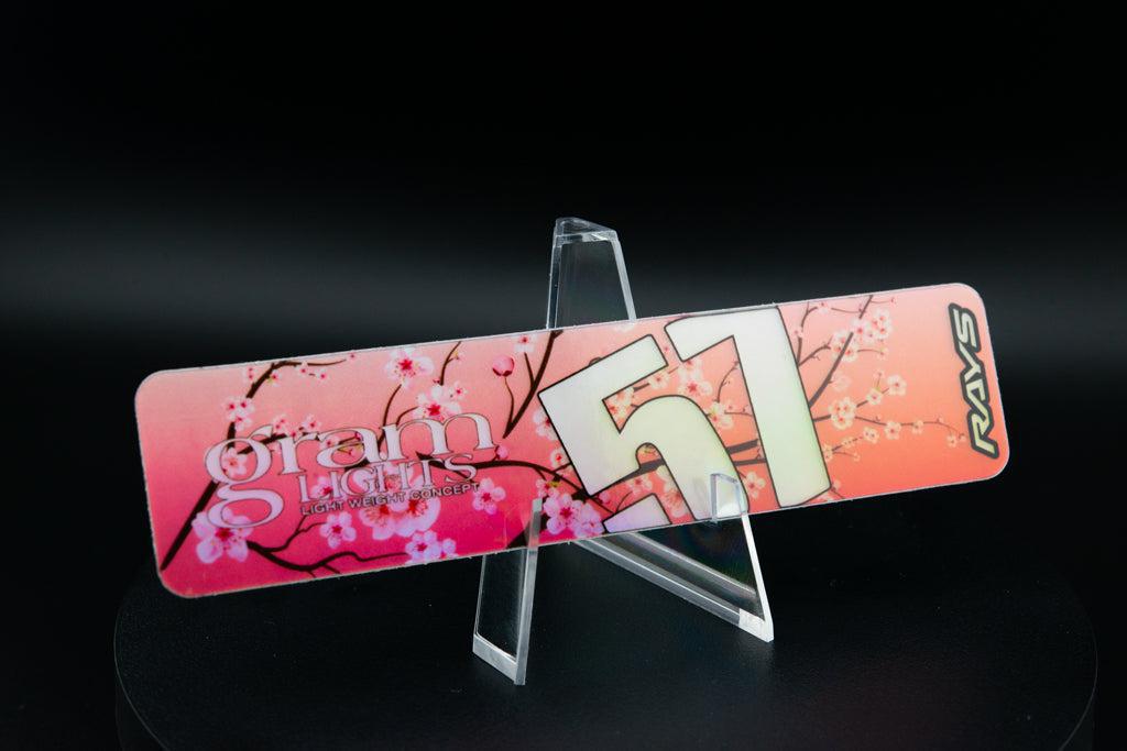 Overnight.Crew Rays Gram Lights 57DR/57CR Spoke Stickers (4 PCS) - Cherry Blossom/Pink (Holographic)