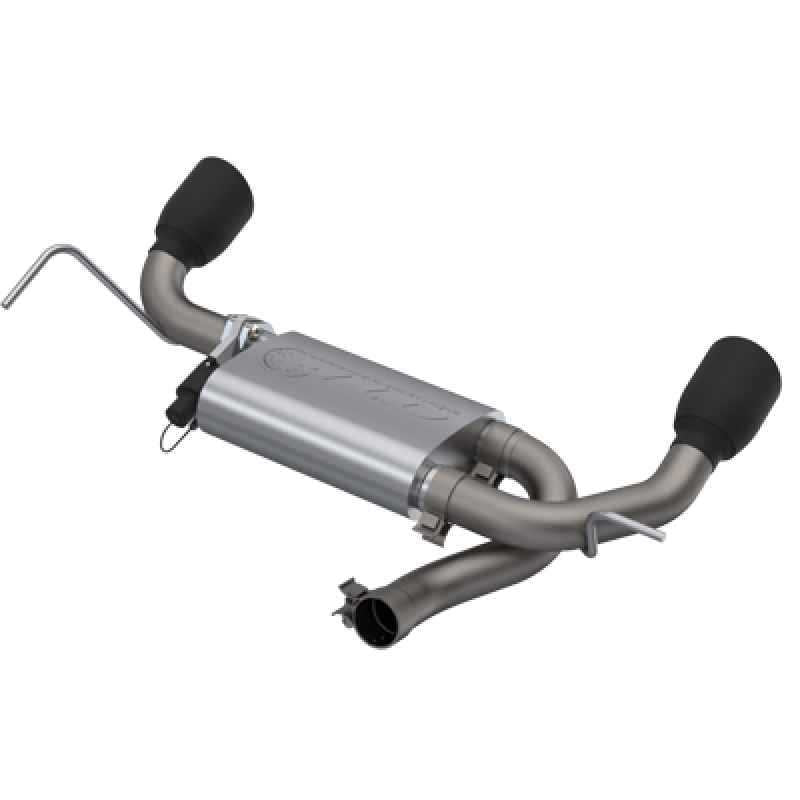 QTP 07-18 Jeep Wrangler 3.6L/3.8L 304SS Screamer Axle Back Exhaust w/4in Black Tips 425007B