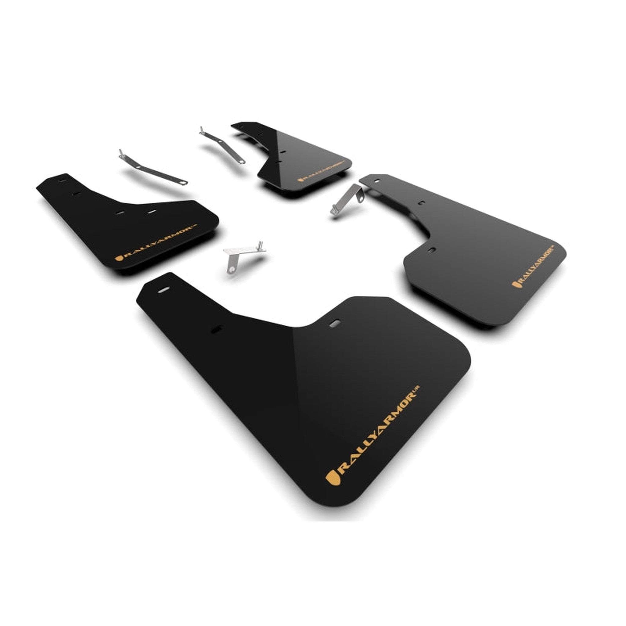 Rally Armor Black UR Mud Flaps w/ Orange Logo 2022-2024 Subaru Forester / Forester Wilderness | MF82-UR-BLK/WOR