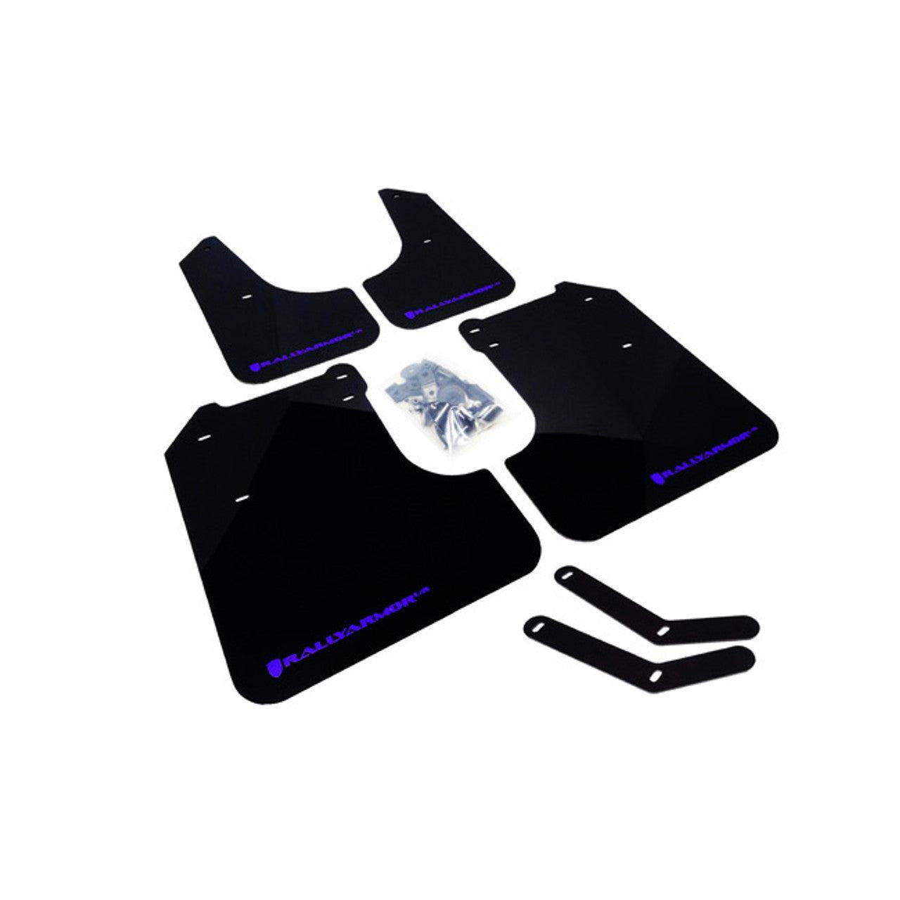 Rally Armor Polyurethane Black Mud Flaps w/ Blue Logo Subaru WRX 2008-2010 | MF6-UR-BLK/BL