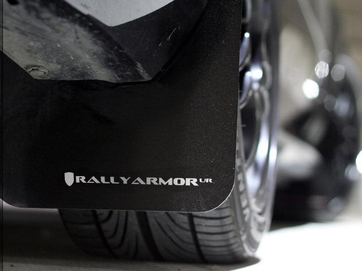 Rally Armor Polyurethane Black Mud Flaps w/ White Logo Subaru WRX 2008-2010 | MF6-UR-BLK/WH