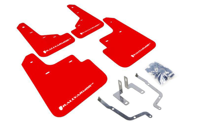 Rally Armor Red UR Mud Flap w/White Logo Mazda3 2014-2018 | MF31-UR-RD/WH