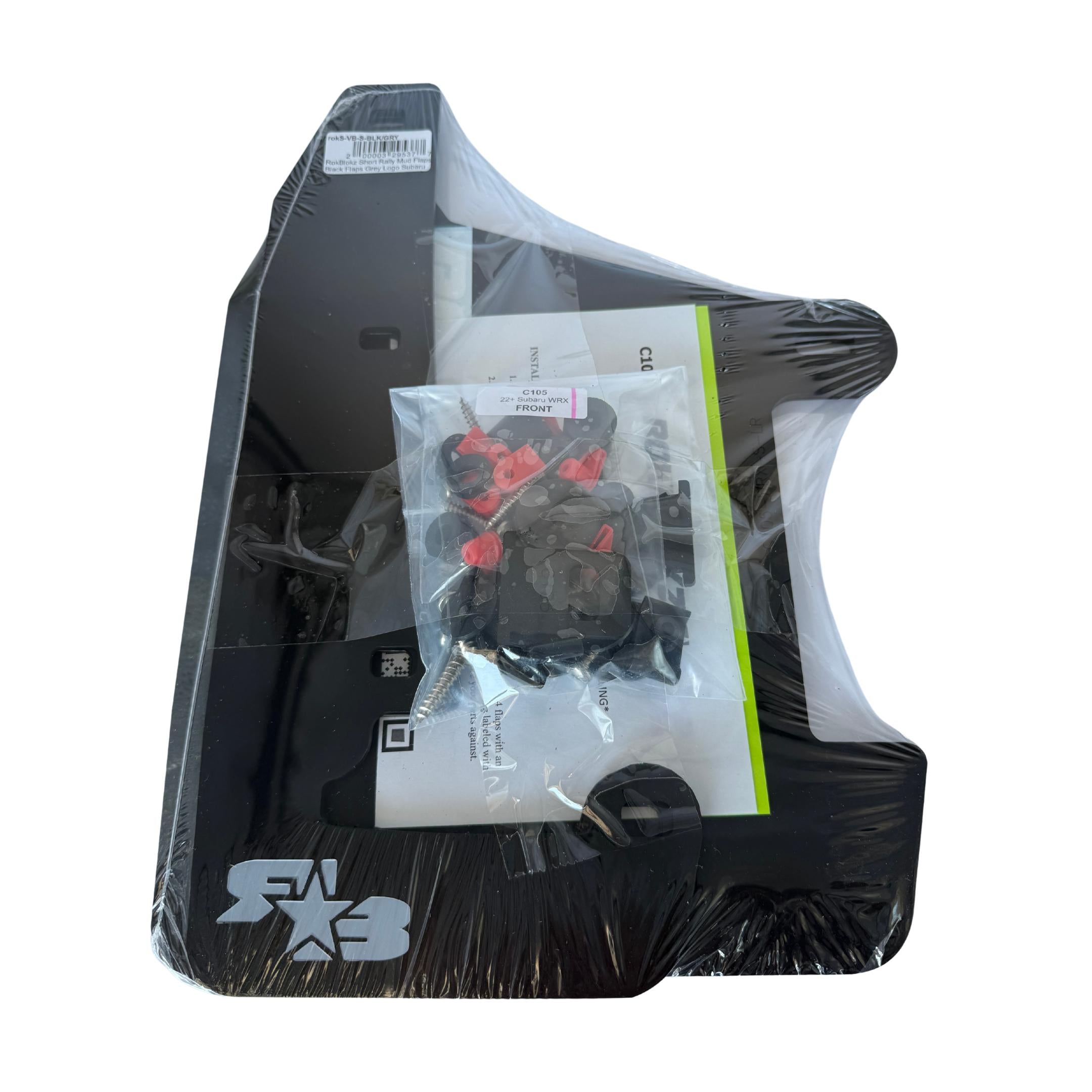 RokBlokz Short Rally Mud Flaps Black Flaps Grey Logo Subaru 2022-2025 WRX | S-VB-S-BLK/GRY