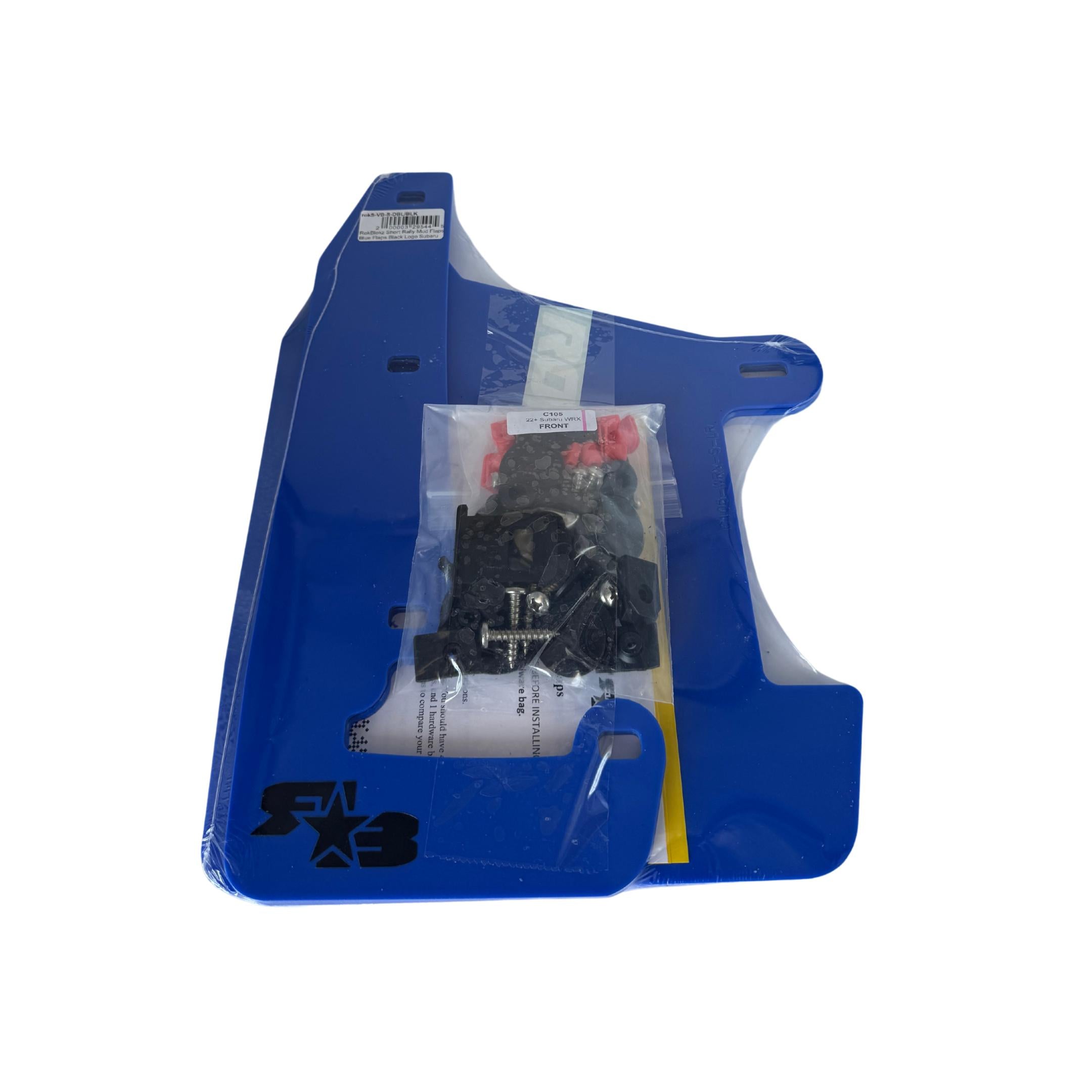 RokBlokz Short Rally Mud Flaps Deep Blue Flaps Black Logo Subaru 2022-2025 WRX | S-VB-S-DBL/BLK