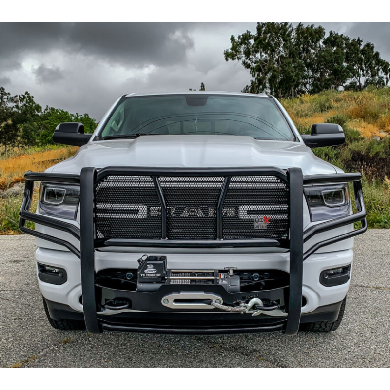 Westin HDX 1-Piece Winch Mount Grille Guard Black Steel Model 57-94105