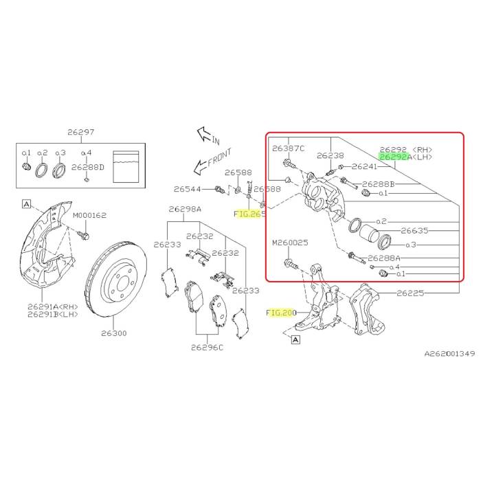 Subaru OEM Brake Caliper - Front Left Subaru WRX 2022-2025 | 26292SJ012