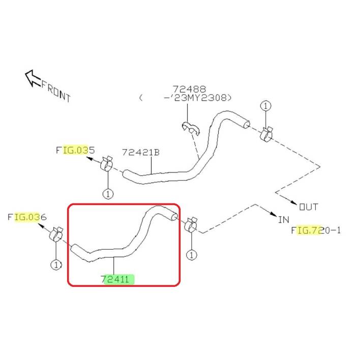 Subaru OEM HVAC Heater Hose Inlet WRX 2022-2023 MT | 72411VC010