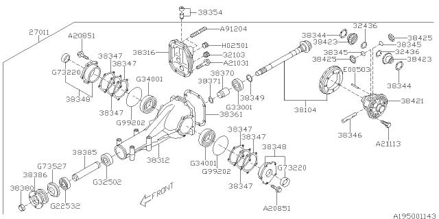 Subaru OEM R180 Rear Differential (G/R 3.545) 08-14 STI | 27011AB221