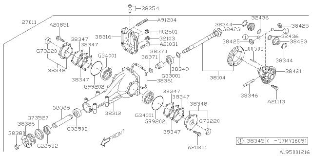 Subaru OEM R180 Rear Differential (G/R 3.900) 04-18 STI | 27011AB320