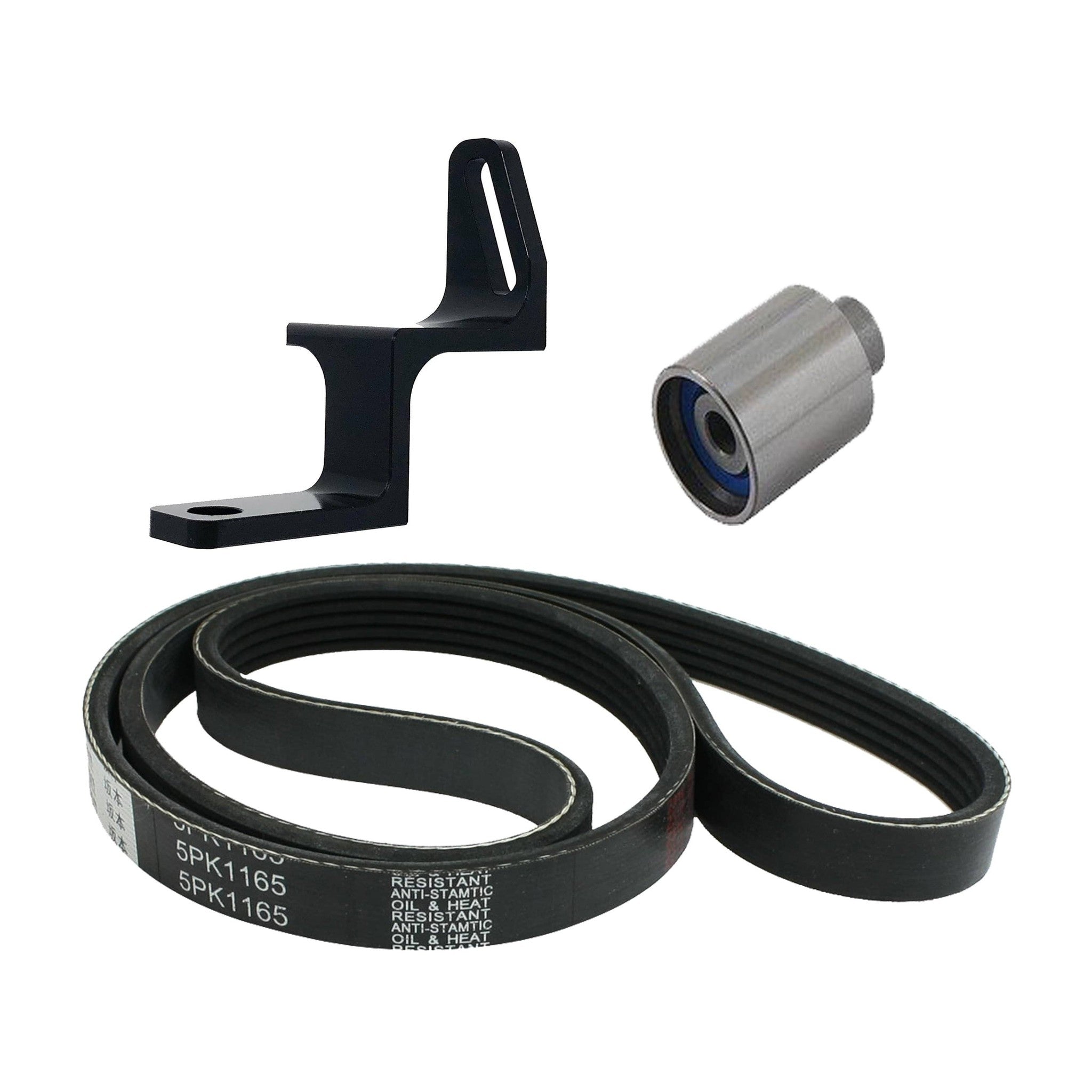 Torque Solution Reversed Intake Manifold Alternator Relocation Bracket Black Kit Subaru WRX 02-14 / STI 04-20 | TS-SU-440BK-K