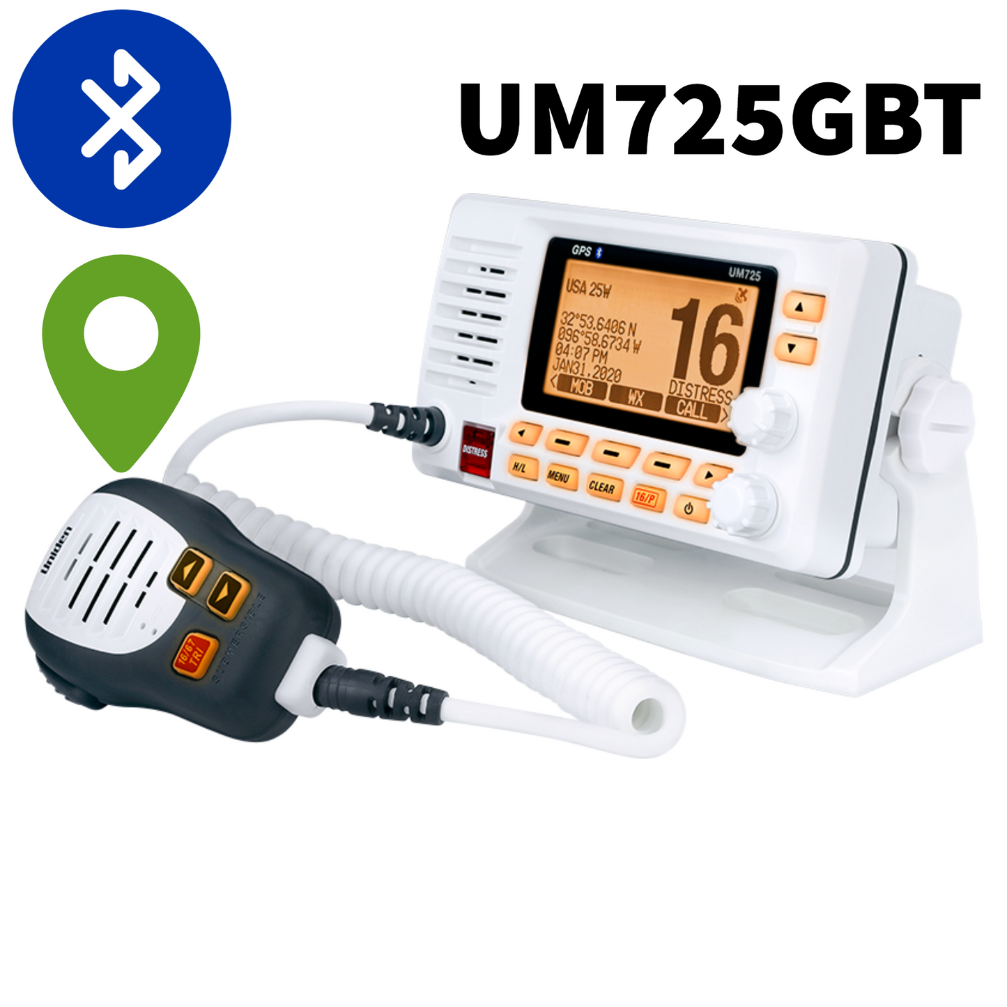UM725GBT BK Uniden Ameri Vhf Um725Gbt Bk Gps Bluetooth N UNAUM725GBTBK