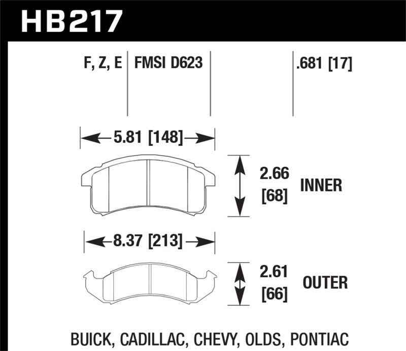 Hawk Performance Ceramic Street Brake Pads hawkHB217Z.681