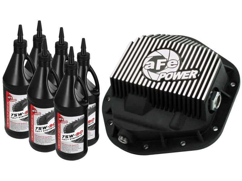 aFe Power Front Diff Cover w/ 75W-90 Gear Oil 5/94-12 Ford Diesel Trucks V8 7.3/6.0/6.4/6.7L (td) 46-70082-WL
