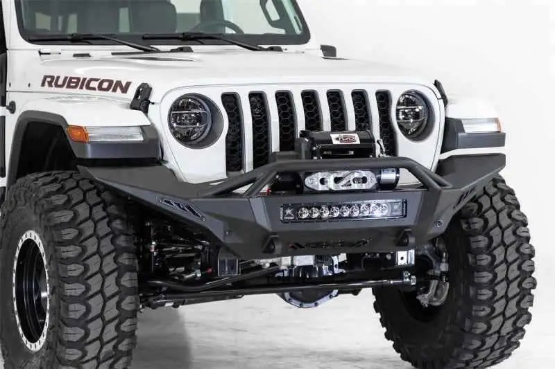 Addictive Desert Designs 2020 Jeep Gladiator JT Stealth Fighter Front Bump w/ Top Hoop & Winch Mount f961692080103