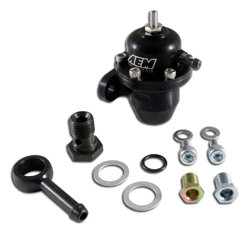 AEM 86-93 Acura / 95-98 TL / 88-91 Civic/CRX / 92-01 Prelude Black Adjustable Fuel Pressure Regulato aem25-303bk