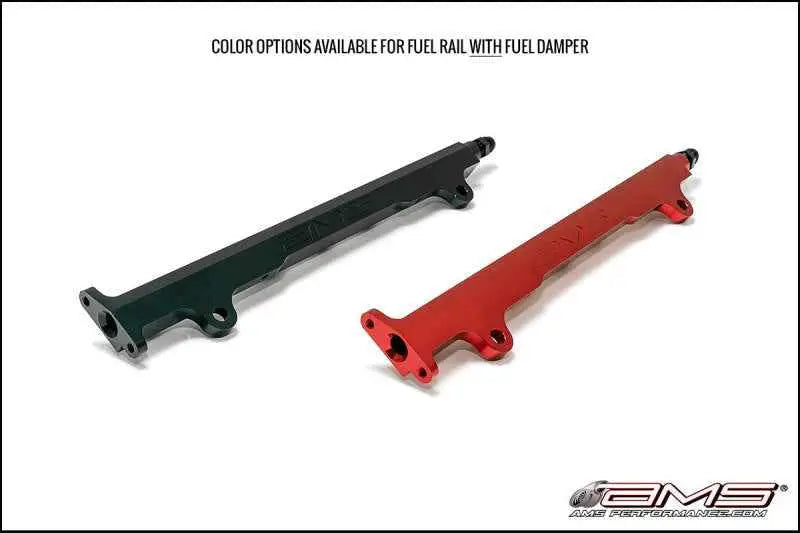 AMS Performance 08-15 Mitsubishi EVO X CNC Machined Aluminum Fuel Rail w/Pulsation Dampener - Red ams-04-07-0006-1