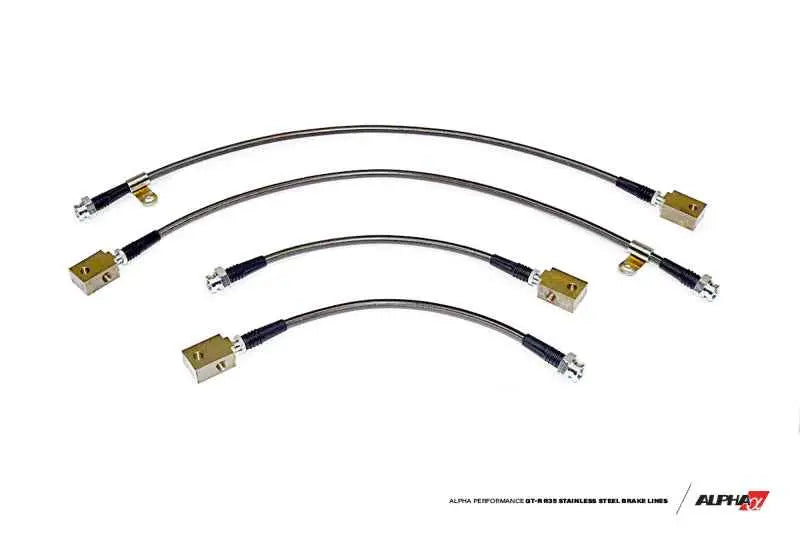AMS Performance 2009+ Nissan GT-R R35 Alpha Short Route Style Stainless Steel Brake Lines alp-07-01-0001-2