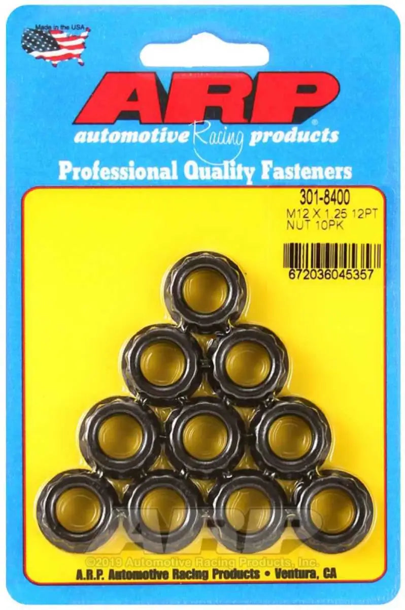 ARP 12mm x 1.25 16mm Socket 12pt Nut Kit (10 pack) 301-8400