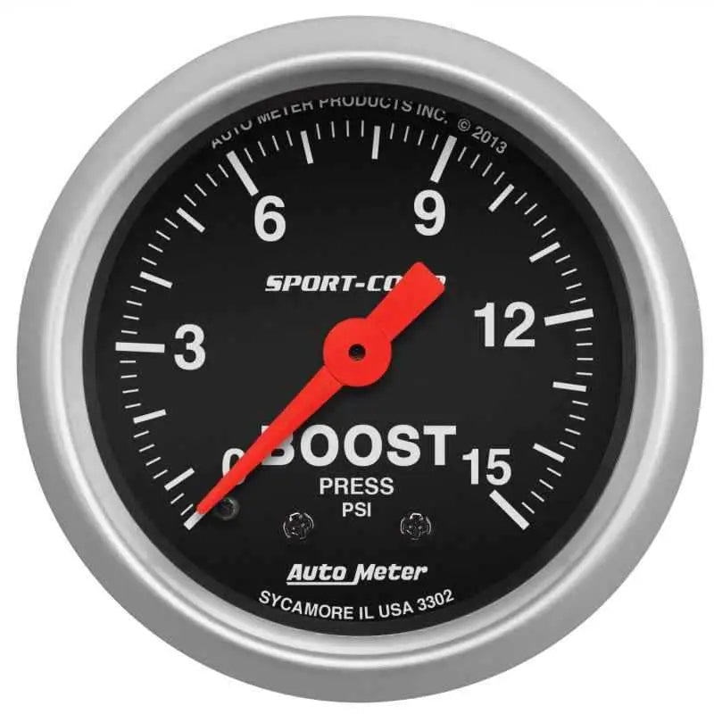 Autometer 2-1/16in 0-15 PSI Mechanical Sport-Comp Boost Pressure Gauge 3302