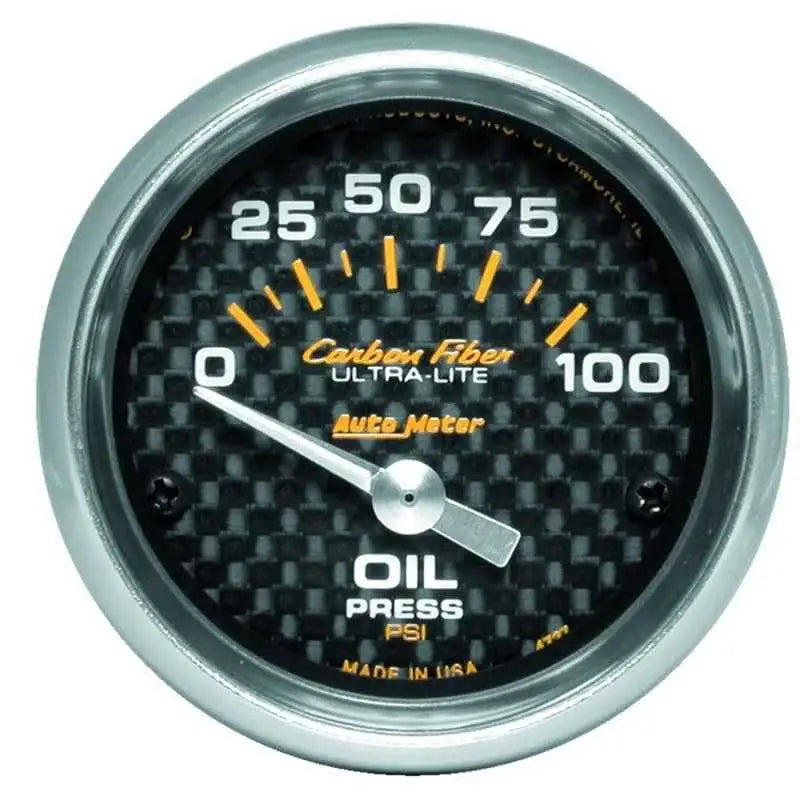 Autometer Carbon Fiber 52mm 100 PSI Electronic Oil Pressure Gauge 4727