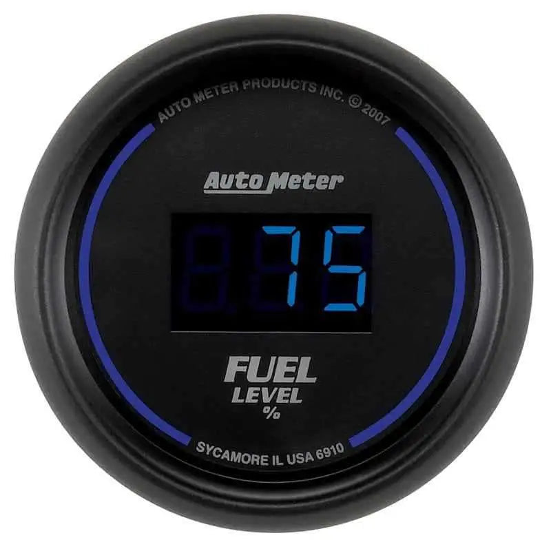 Autometer Cobalt Digital 52.4mm Black Programmable Empty-Full Range Fuel Level Gauge 6910