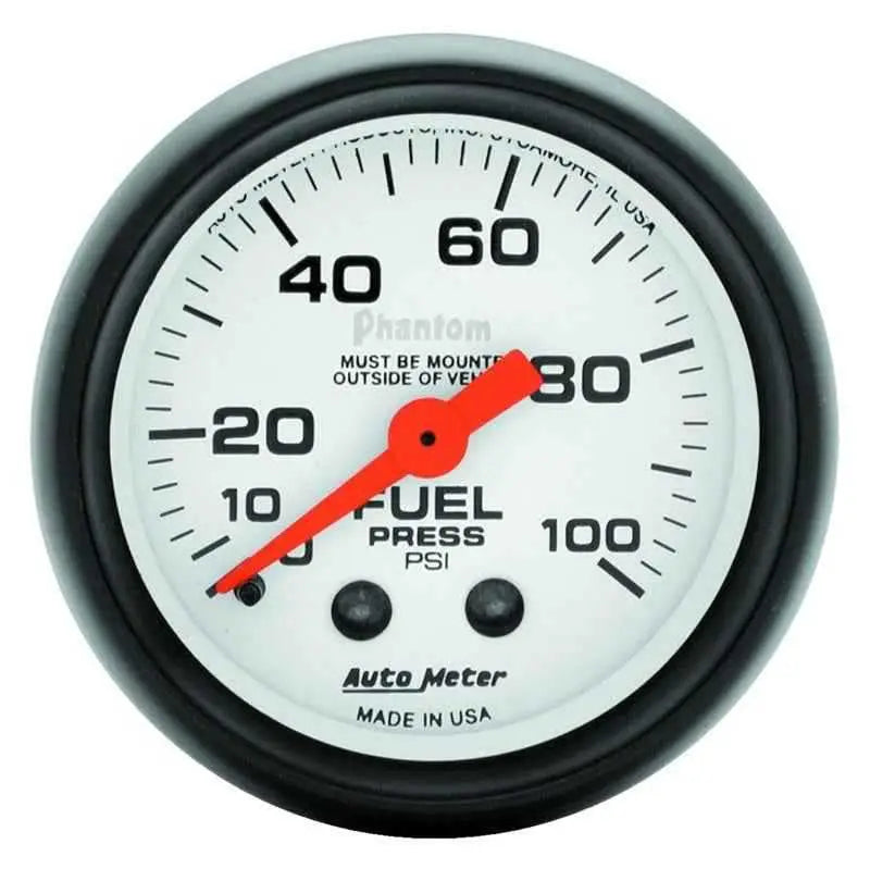 Autometer Phantom 52mm 100 PSI Mechanical Fuel Pressure Gauge 5712