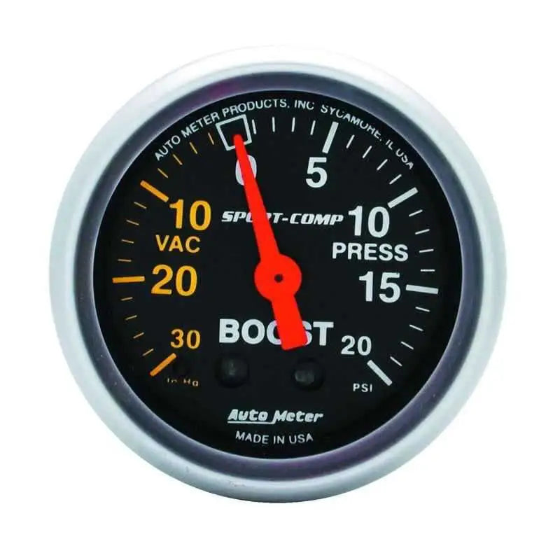 Autometer Sport-Comp 52mm 20 PSI Mechanical Boost Gauge 3301
