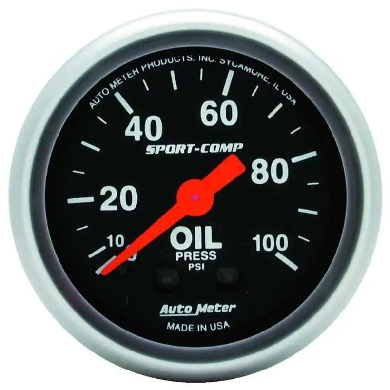 Autometer Sport Comp 52mm Mechanical 0-100 PSI Oil Pressure Gauge 3321