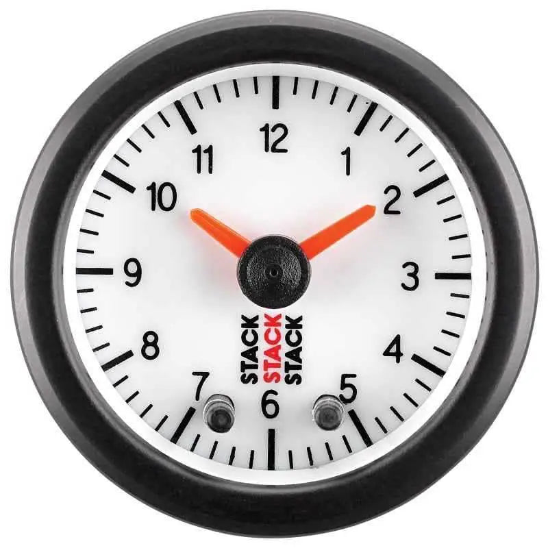 Autometer Stack Analog Clock Gauge - White st3367