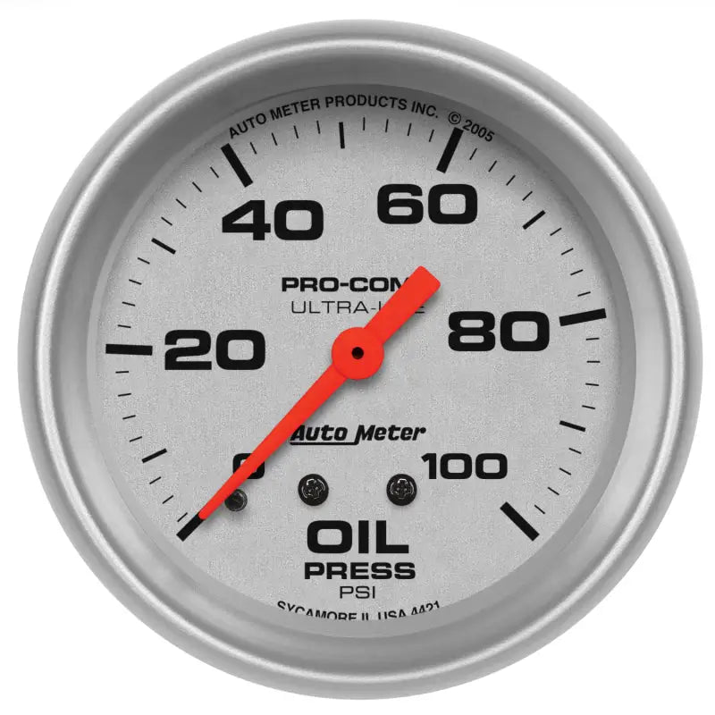 Autometer Ultra-Lite 66.7mm Mechanical 0-100 PSI Oil Pressure Gauge atm4421