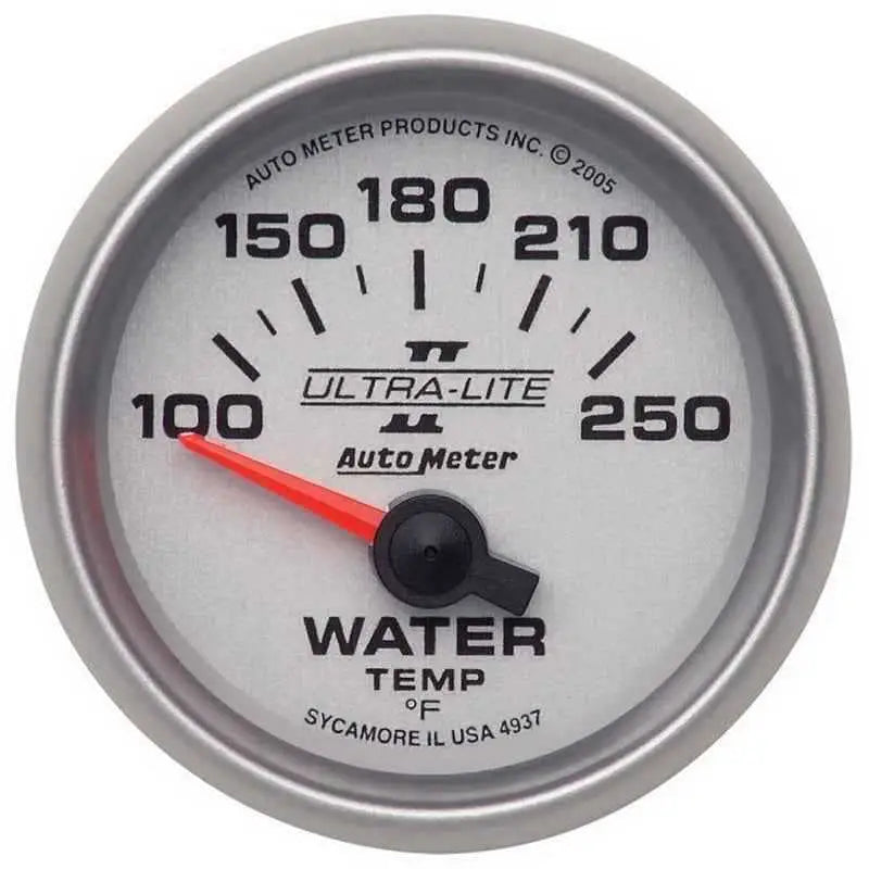 Autometer Ultra-Lite II 52mm 100-250 Deg F Short Sweep Electronic Water Temp Gauge 4937