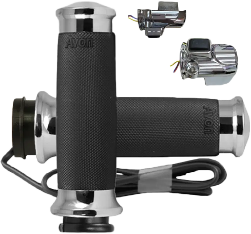 AVON Heated Chrome Custom Contour Twist Grips for Enhanced Riding Comfort 40-4395hc