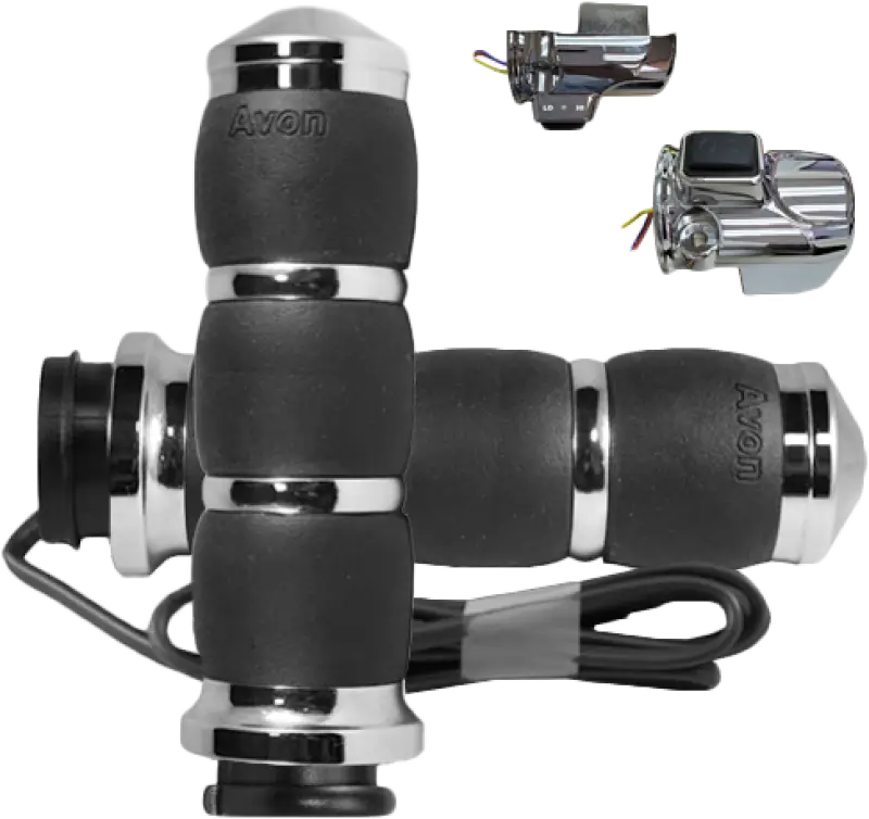 AVON Velvet Air Heated Chrome Motorcycle Grips - AIR-93-F24-HT 40-4316hc