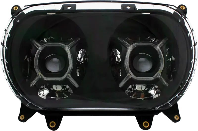 Black Dual Beam LED Headlights for Road Glide `15-`22 with Integrated DRL 227-0073b