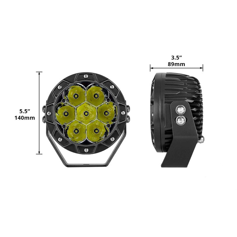 XK Glow Spot Beam Cube Offroad Round Work Light Kit 1pc 5in - XK067005 xkgXK067005