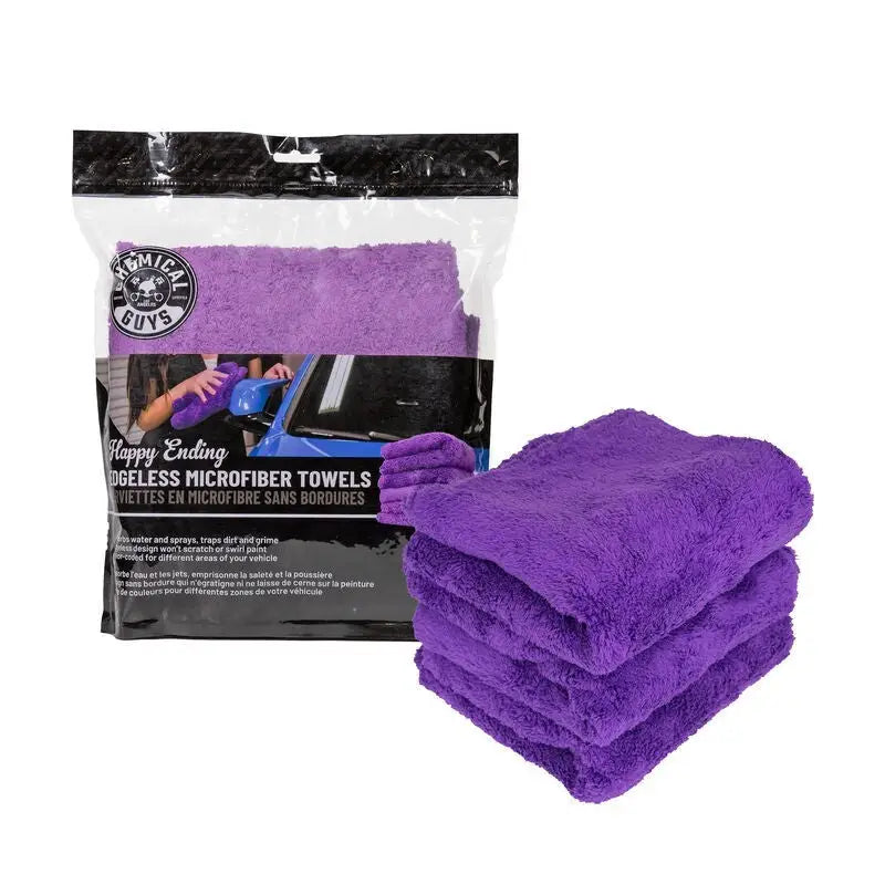 Chemical Guys Ultra Edgeless Microfiber Towel - 16in x 16in - Purple - 3 Pack - Case of 16 chgmic34803