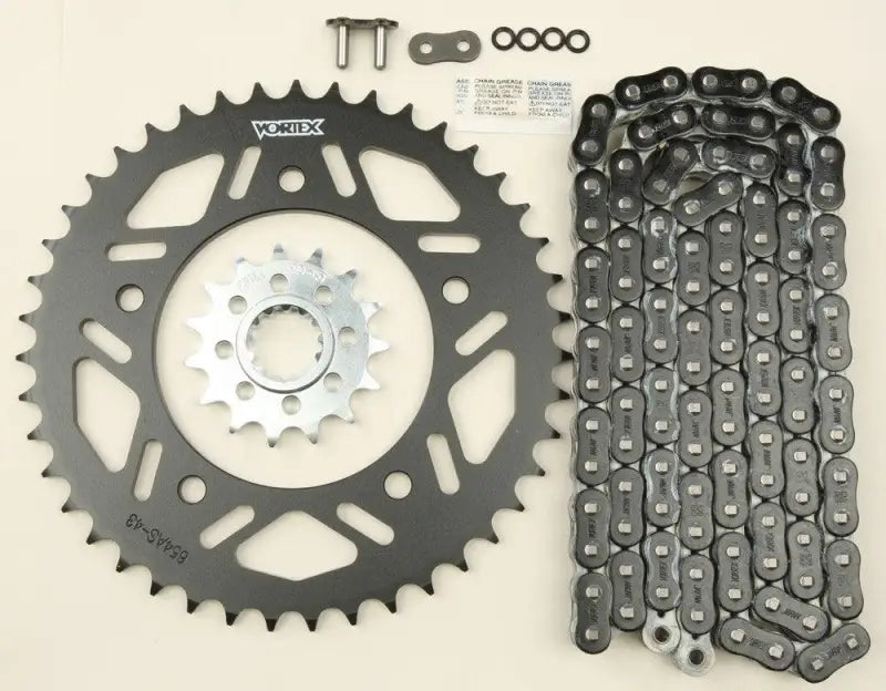 CK6380 Vortex Sprocket/Chain Kit Stl/Alu 15/43T Blk Rx3 520-114L Blk wps-3-ck6380