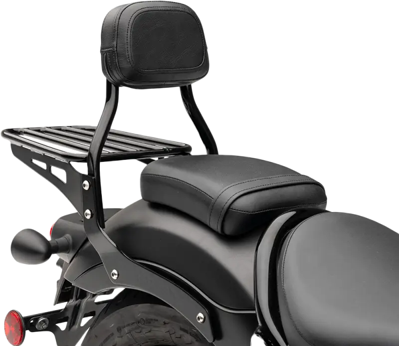 Compact Black Sissy Bar with Pad for Honda Rebel 300/500 82-97437