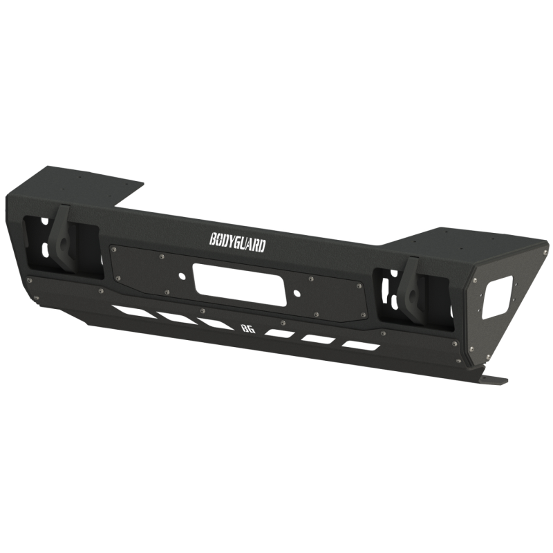 Bodyguard JK Front Bumper Stubby Base End Cap Light Cutouts No Camera Harness Or Pod Texture Black Powder Coat Model 66458TNN