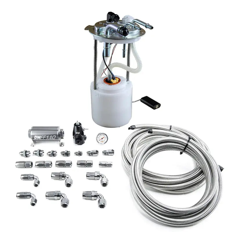 DeatschWerks 05-19 Yukon/Tahoe/Suburban DW400 Pump Module and Return SS CPE Plumbing Kit dwk9-401-601-7015