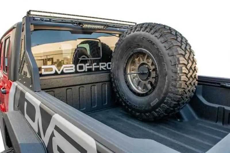DV8 Offroad 2019+ Jeep Gladiator Universal Stand Up In-Bed Tire Carrier tcgl-02